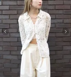 【新品タグ付き】 Ungrid レース編みルーズシャツ