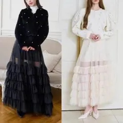 新品 チュール ティアード レイヤードスカート EIMY