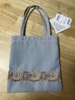 近沢レース　くまメストライプ小物／ミニバッグ （ブルー）