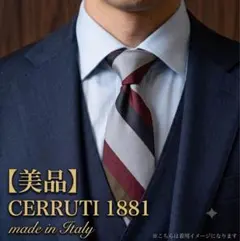 CERRUTI 1881 レジメンタルストライプ柄 グレー レッド ネクタイのサムネイル