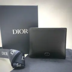 DIOR 二つ折り財布 レザー オム CDロゴ アイコン ブラック　0721-3のサムネイル