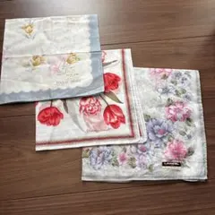 HANA MORI & LANCEL 他花柄ハンカチセット3枚