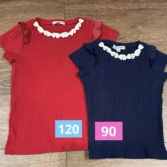 120 90 半袖　2枚セット　姉妹コーデ　双子　おそろい　夏服