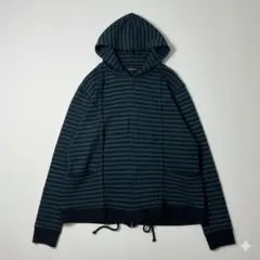 カバンドズッカ【M】毛100% フルジップ フード付きパーカー ボーダー
