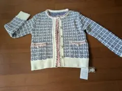 ネイビーとホワイトのツイーディニット・ジャケット