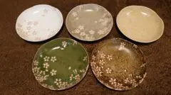 京焼　古伊万里　豆皿　菓子皿　桜の図　蔵出し　５客
