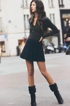 ZARA プリーツパンツスカート ブラック S