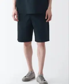 無印良品　風を通すストレッチサッカーワイドショートパンツ　ダークネイビー Sのサムネイル