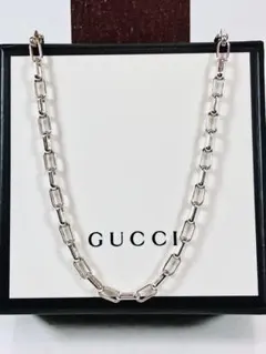 超美品】GUCCI レクタングル チェーン ネックレス 男女兼用 SV925