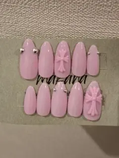 ネイルチップ ワンホン y2k クロム ドット 韓国 シズニルック 十字架GAL