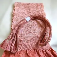 帯揚げ帯締めセット 菱に菊中抜き絞り 金糸入り丸組帯締めセット