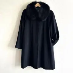 HIGH SENSE 高級カシミヤコート　 フォックスファー付き　ブラック L