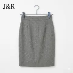 J&R ウール100%ツイードタイトスカート グレー S日本製 フロントスリットのサムネイル