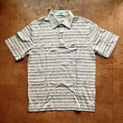 トップス　Crocodile ボーダー　ポロシャツ Mサイズ　半袖　ベージュ