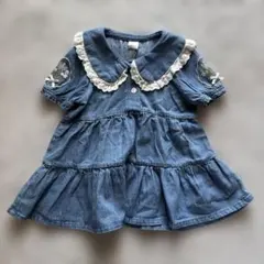 【新品】80 コトリ　半袖デニムワンピース　女の子　ベビー服　スカート