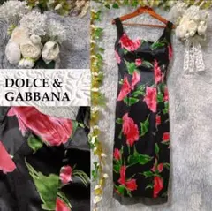 DOLCE & GABBANA フラワープリント　タイトワンピース　シルク　バラのサムネイル