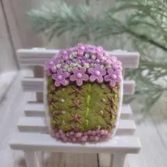 189 花サボテンブローチ189　ハンドメイド