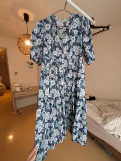 PAUL & JOE 花柄シャツワンピース 半袖 ネイビー ユニクロ