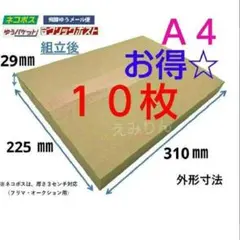 ◈373 ネコポス 厚さ3cm に最適なA4ダンボール箱 １０枚セットのサムネイル