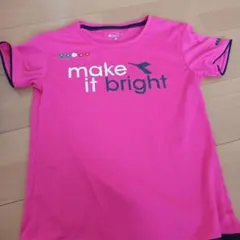 ピンク メッセージプリント 半袖シャツ