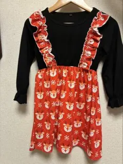 トナカイ柄 長袖ワンピース クリスマス 子供服のサムネイル