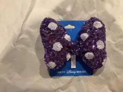 リボン　ヘアゴム ミニー パープル　スパンコール
