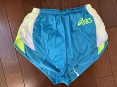 asics 陸上用パンツ M 青/白/黄緑 ランニングパンツ 女性用