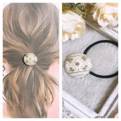 インド刺繍リボン　ヘアゴム　ポニーフック　ブローチ　くるみボタン　NO663