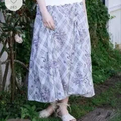 axes femme ロージーチェックドロストスカート　　グレー　Fサイズのサムネイル