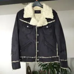 ＊美品＊新品メンズジャケット 内ボア ダークブルー レザー風