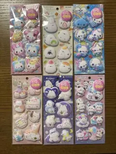もーっともっちりシール　あわわちゃん　ハッピーマーチ　もちもちパンダ　6点セット
