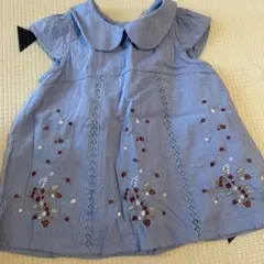 petit main 半袖ブラウス 100cm ブルー　花柄