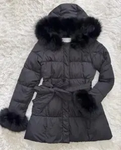 CECIL McBEE ロングダウンジャケット フォックスファーベルト付 黒