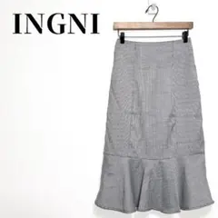 INGNI イング 千鳥格子柄マーメイド スカート バックゴム 裏地あり グレー