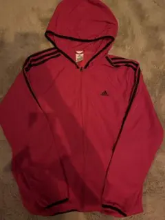 adidas 赤　フード付きジャケット　トラックジャケット　ユニセックス