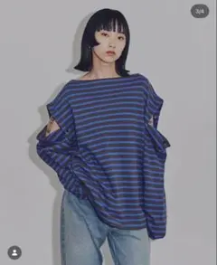 ローズバッド　ボーダー　カットソー　トップス