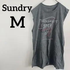レディース ロゴ入り ノースリーブTシャツ【M】グレー
