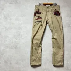 ニュートラル インフィニティ　綿100%　チノパン　ベージュ　赤　LL　チェック