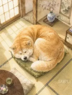 柴犬 寄り添う二匹の犬 絵画 インテリア a65 - メルカリ