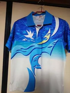 Nittaku ニッタク　卓球ユニフォーム、日本製　男女兼用　青&白　ポロシャツ