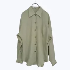 イトキン 千鳥柄 長袖 シャツ ブラウス くすみグリーン ゆったり 体型カバーのサムネイル