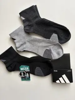 adidas 靴下　ソックス　メッシュソックス 3足セット スポーツソックス