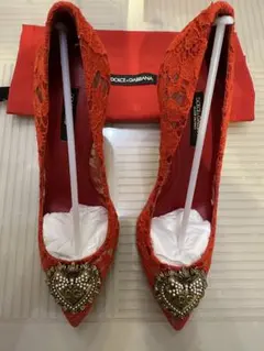 DOLCE&GABBANA レースパンプス オレンジ DGロゴ23.5cm新品のサムネイル