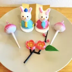 ひな祭り　ケーキ飾り　オーナメント　うさぎ　メレンゲ