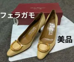 Ferragamo ベージュ ハイヒール パンプス春夏ラフィア 23cm 美品のサムネイル