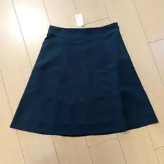 ネイビー フレアスカート Lサイズ　スーツ　シンプル　Aライン　ポリエステル　黒のサムネイル