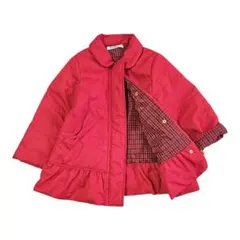 ファミリア ショートコート レッド 110 チェック 中綿ダウン