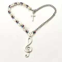 ネックレス　音符トリコロール十字架ボタン　フェアリーグランジy2kウィッシュコア