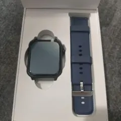 【新品】HEZKUGU スマートウォッチ ネイビー 1.96インチ 大画面 防水