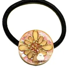 シマエナガ レジン ハンドメイド ヘアゴム ✱ 丸型 幾何学模様
